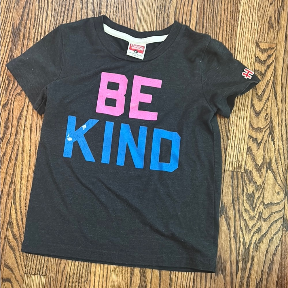Homage Kids 'BE KIND' Graphic Tee - Black with Pink and Blue